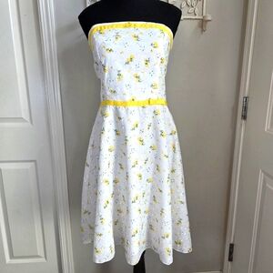 Volume One Vintage Inspired Strapless White With Yellow Embroidery Size …